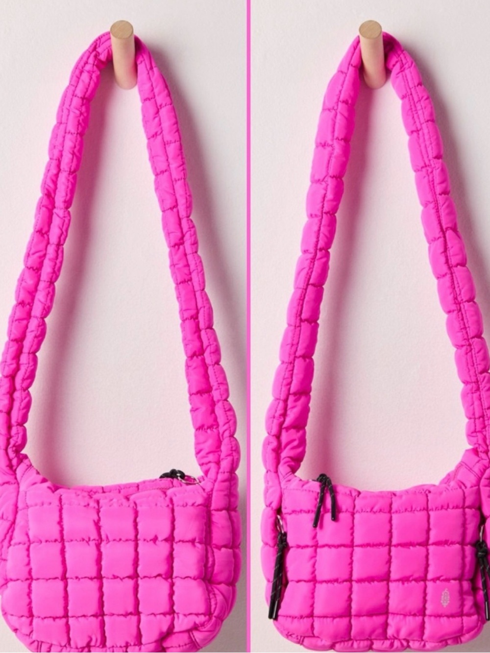 FP Movement by Free People Quilted Puffer Shoulder Bag in Hot Pink $58 MSRP